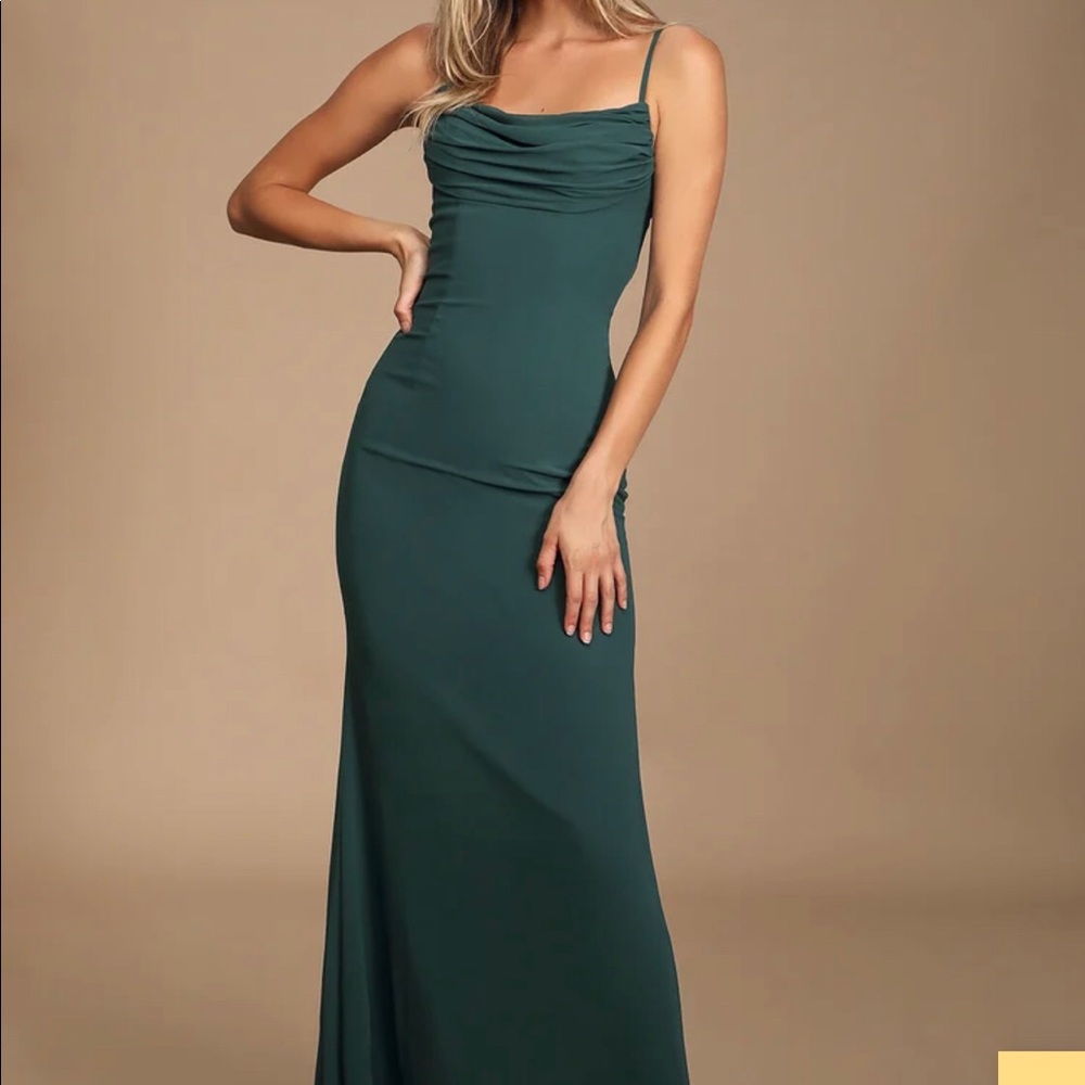 Emerald Green Lulu’s Cowl Neck Maxi Dress